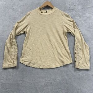 We the Free Shirt Our Song Henley Cuff Embroidered Crewneck Long Sleeve Boho